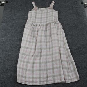 CP Shades Dress Small Hazel Linen Plaid Gingham Midi Casual Romantic Feminine